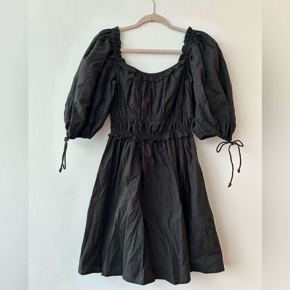 NWT House of Harlow Black Peasant Milkmaid Ruffle Dress Small - Picture 4 of 10